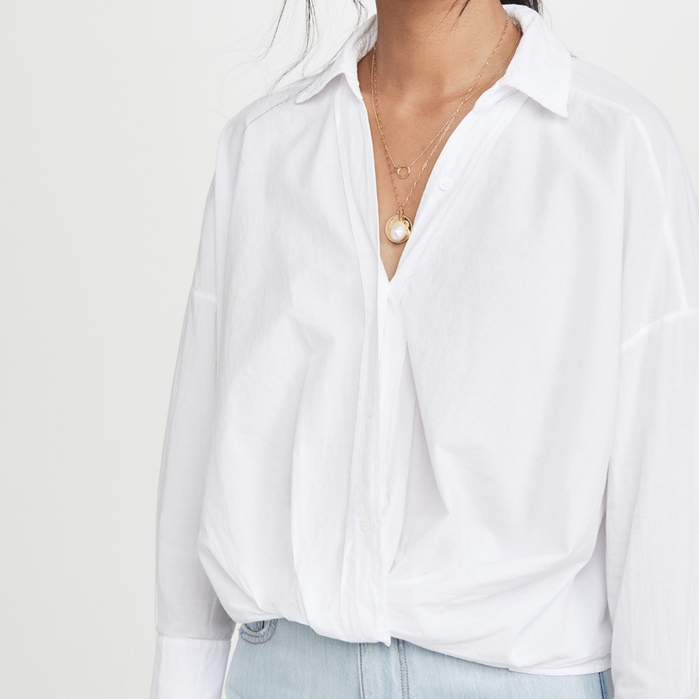 Stateside Front Twist Poplin Blouse